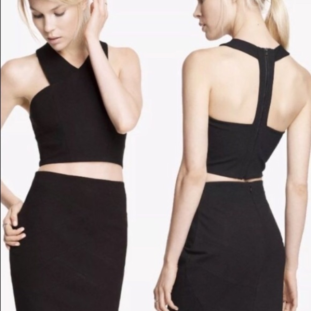 Black crossover crop top